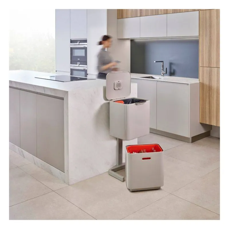 Poubelles De Tri Sélectif-Joseph Joseph Poubelle de cuisine Tri Sélectif TOTEM Max 60 L Stone Pierre