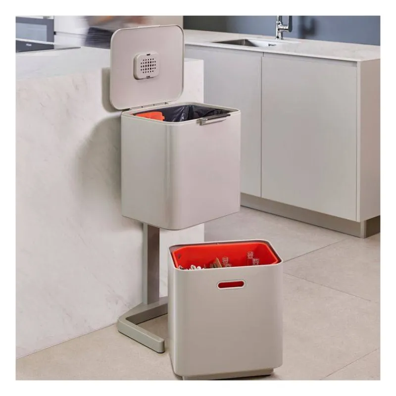 Poubelles De Tri Sélectif-Joseph Joseph Poubelle de cuisine Tri Sélectif TOTEM Max 60 L Stone Pierre