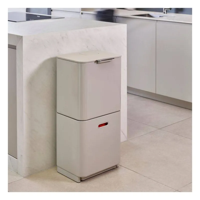 Poubelles De Tri Sélectif-Joseph Joseph Poubelle de cuisine Tri Sélectif TOTEM Max 60 L Stone Pierre