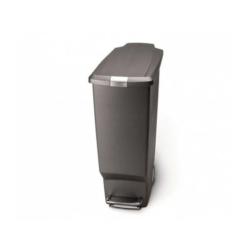 Poubelles À Pédale-simplehuman Poubelle de cuisine étroite en plastique roulettes 40 L Gris