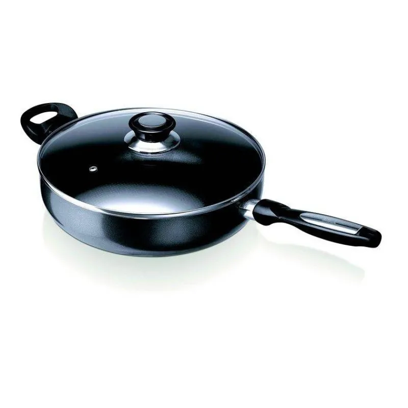 Sauteuses Revêtements Céramique | Sauteuses Revêtements Anti-adhérents-BEKA PRO INDUC Sauteuse Corps alu ép 3mm revêtement céramique Induction + Couvercle D28