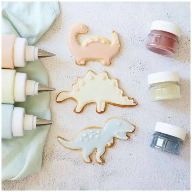 Colorants-SCRAPCOOKING 3 Préparations colorantes d'origine naturelle Dino (dragée, mint, lemon) 3 X 10 g
