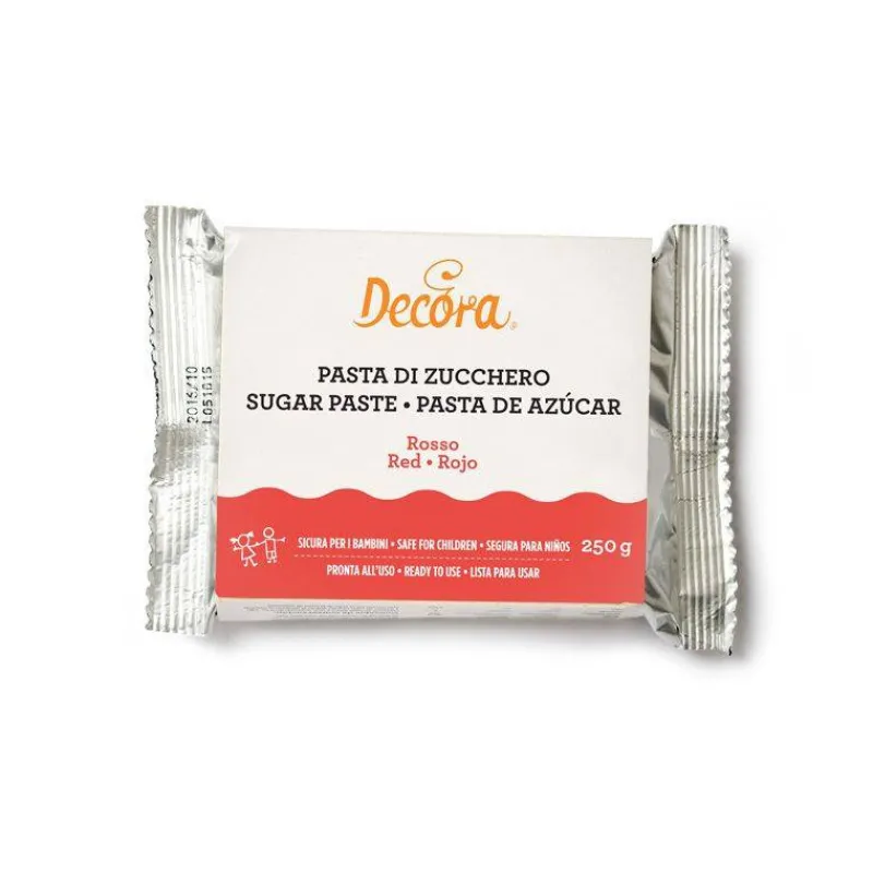 Sucres Et Décors-Decora Pâte à sucre classique  Paquet de 250 g Rouge