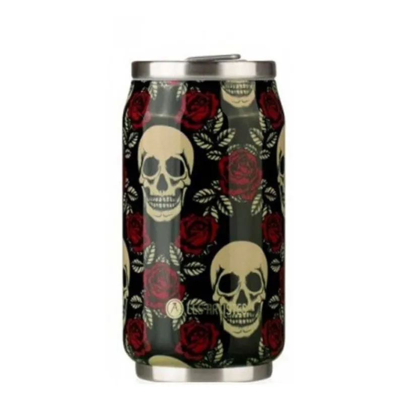 Gourdes Isothermes Et Mugs-Les Artistes Pull Can´it Mug isotherme canette 280 ml Roses et têtes de mort