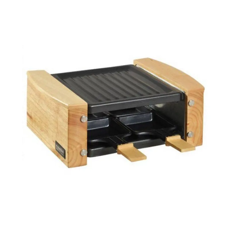 Raclettes-KitchenChef Raclette/Gril 650w Noire Bois KITCHEN CHEF 4 Personnes