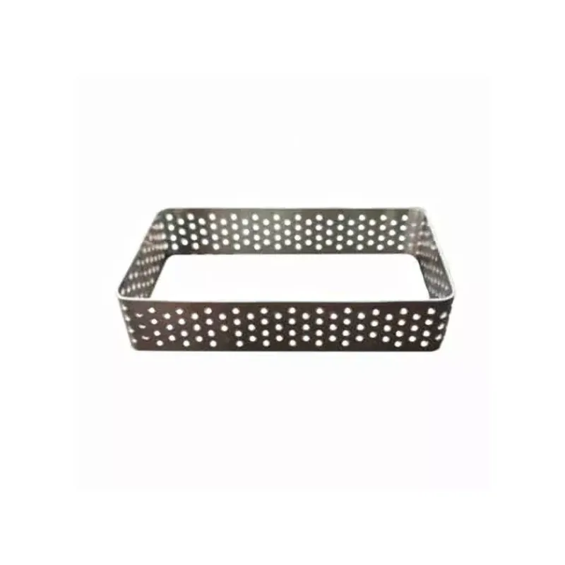 Cercles À Tarte-Patisse Rectangle à tarte Inox perforé H 2 cm 9.8 x 5.5 cm
