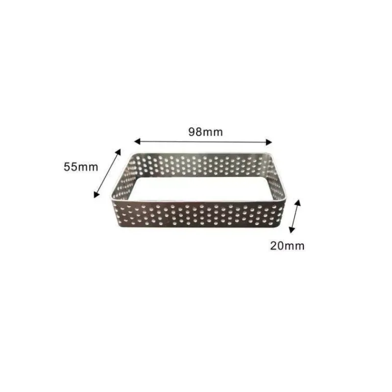 Cercles À Tarte-Patisse Rectangle à tarte Inox perforé H 2 cm 9.8 x 5.5 cm