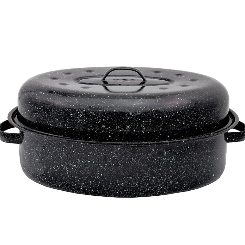 Daubières Et Rôtissoires-warmcook Rôtissoire Daubière Roaster "Cocotte américaine ovale" MM 38cm Noir moucheté