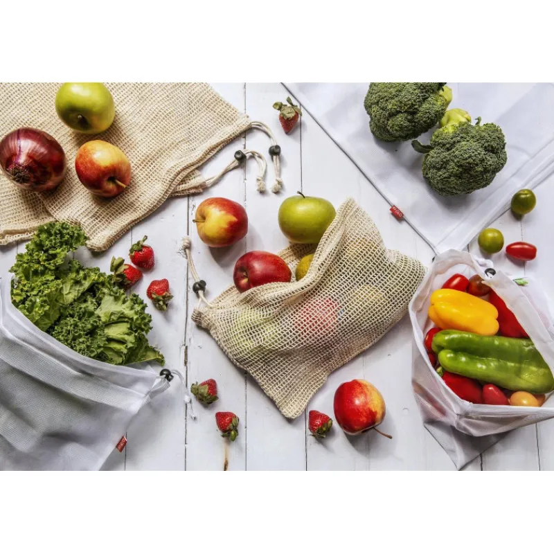 Rangements À Légumes | Sacs De Courses-La Casserolerie Sac emballage réutilisable pour légumes fruits céréales For The Future  Les 6
