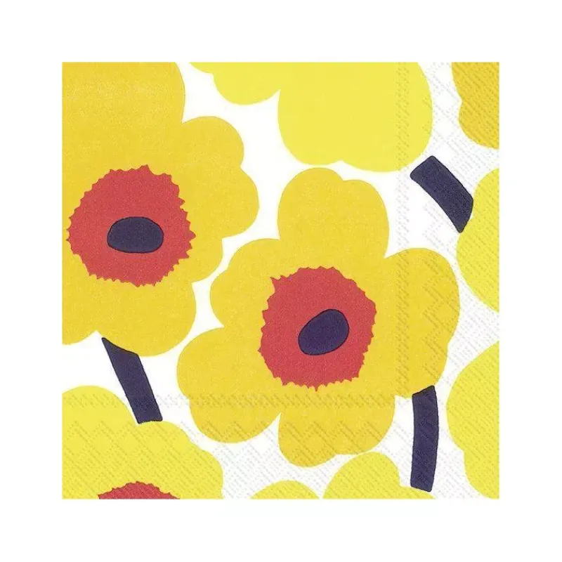 Les Serviettes De Table Papier-IHR Serviette de table Lunch  33X33 Jetable Paquet de 20 - Marimekko, Unikko jaune foncé