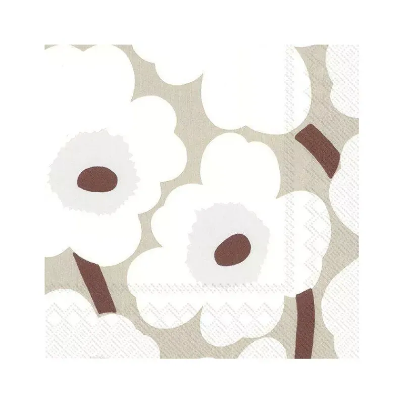 Les Serviettes De Table Papier-IHR Serviette de table Lunch  33X33 Jetable Paquet de 20 - Marimekko, Unikko lin blanc