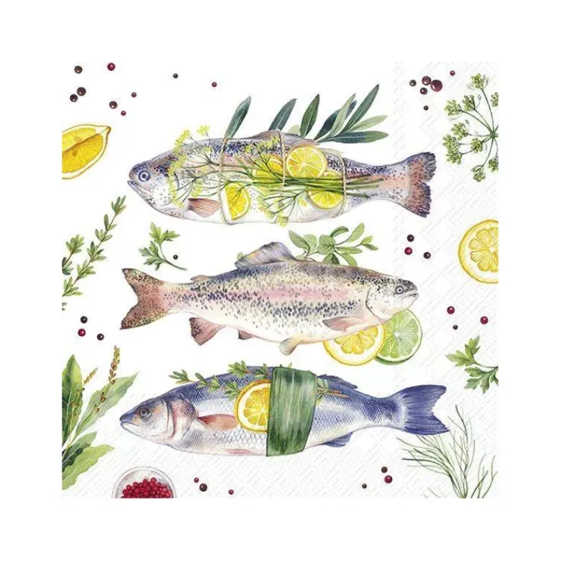 Les Serviettes De Table Papier-IHR Serviette de table Lunch  33X33 Jetable Paquet de 20 - Poissons délicieux