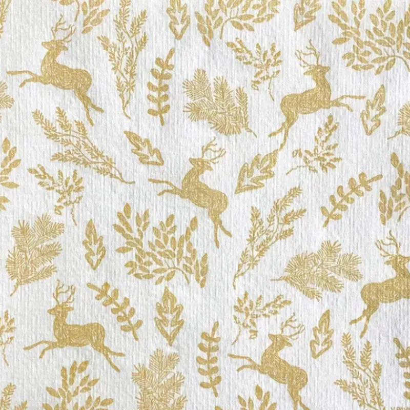 Les Serviettes De Table Papier-Franu00e7oise PAVIOT Serviette de table 40x40  Jetable Intissé Françoise PAVIOT Paquet de 20 - My little forest Or