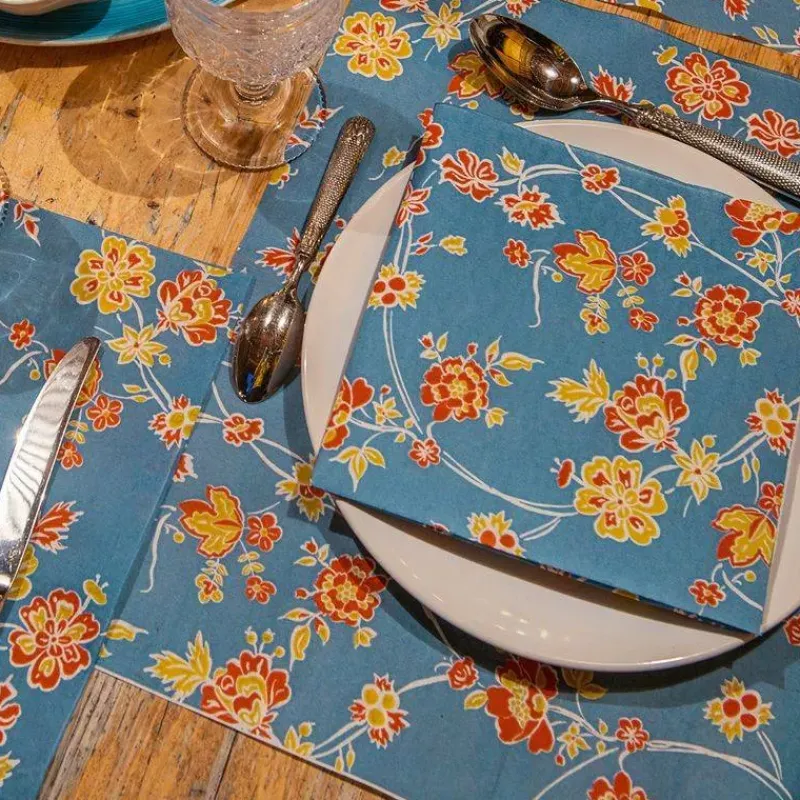 Les Serviettes De Table Papier-Franu00e7oise PAVIOT Serviette de table 40x40 Jetable Intissé Françoise PAVIOT Paquet de 20 - Princesse Bleu