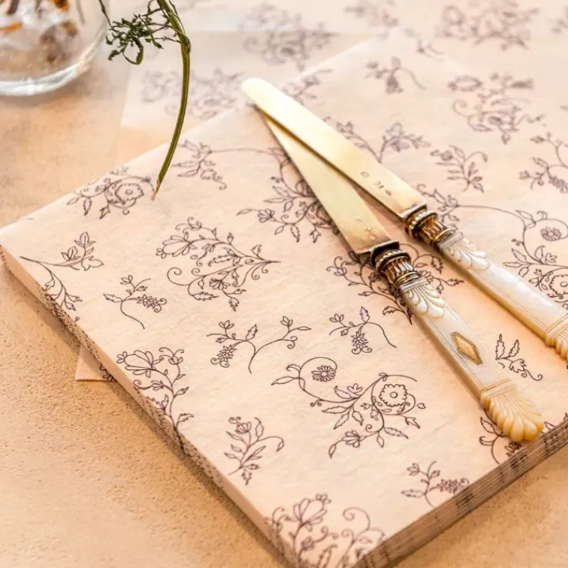 Les Serviettes De Table Papier-Franu00e7oise PAVIOT Serviette de table 40x40  Jetable Intissé Françoise PAVIOT Paquet de 20 - Vanilla Flower