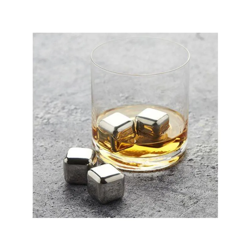 Glaçons Permanents-Point Virgule Set de 4 Glaçons réutilisables en Inox avec pochette