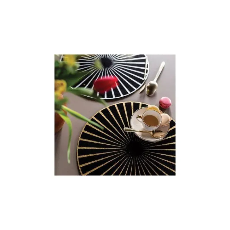 Sets De Tables-WINKLER Set de Table Feutre Centre de Table 40 cm ROND Noir et Argent