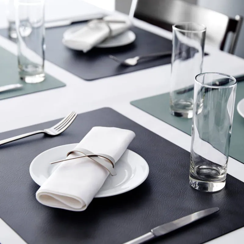 Sets De Tables-LINDDNA Set de table rectangulaire NUPO en cuir recyclé  45 x 35 Noir