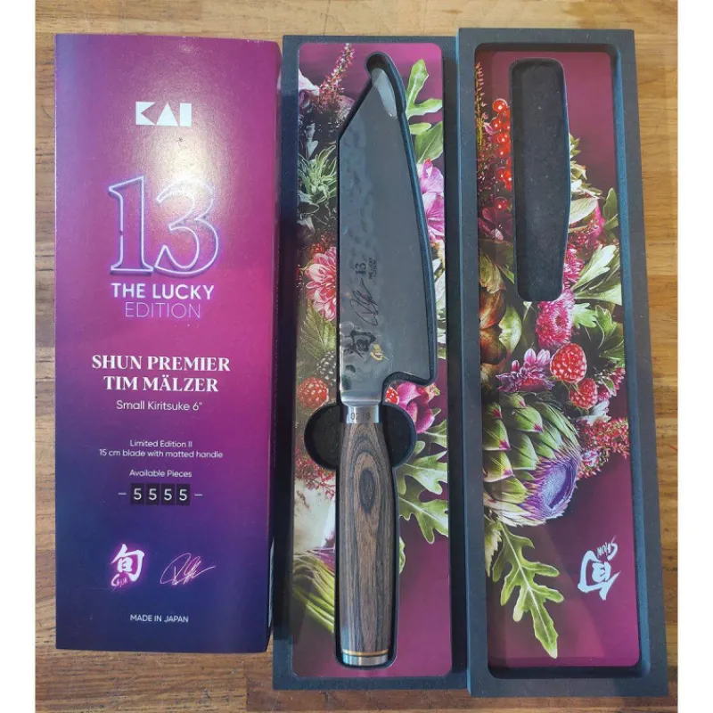 Couteau Japonais Kiritsuke | Couteaux Japonais-KAI SHUN Premier Série Tim Mälzer Couteau de cuisine Kiritsuke japonais 15 cm - Edition limitée Lucky Number 13