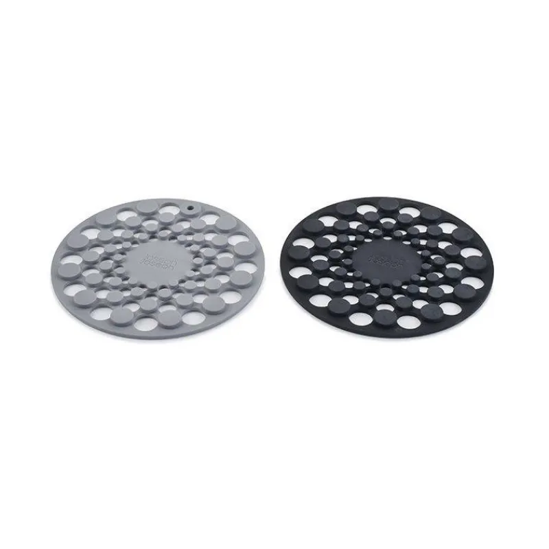 Dessous De Plats Souples Et Silicone | Dessous De Plats Extensibles Pliables-Joseph Joseph Spot On Set de 2 Dessous de Plat silicone emboitables NOIR