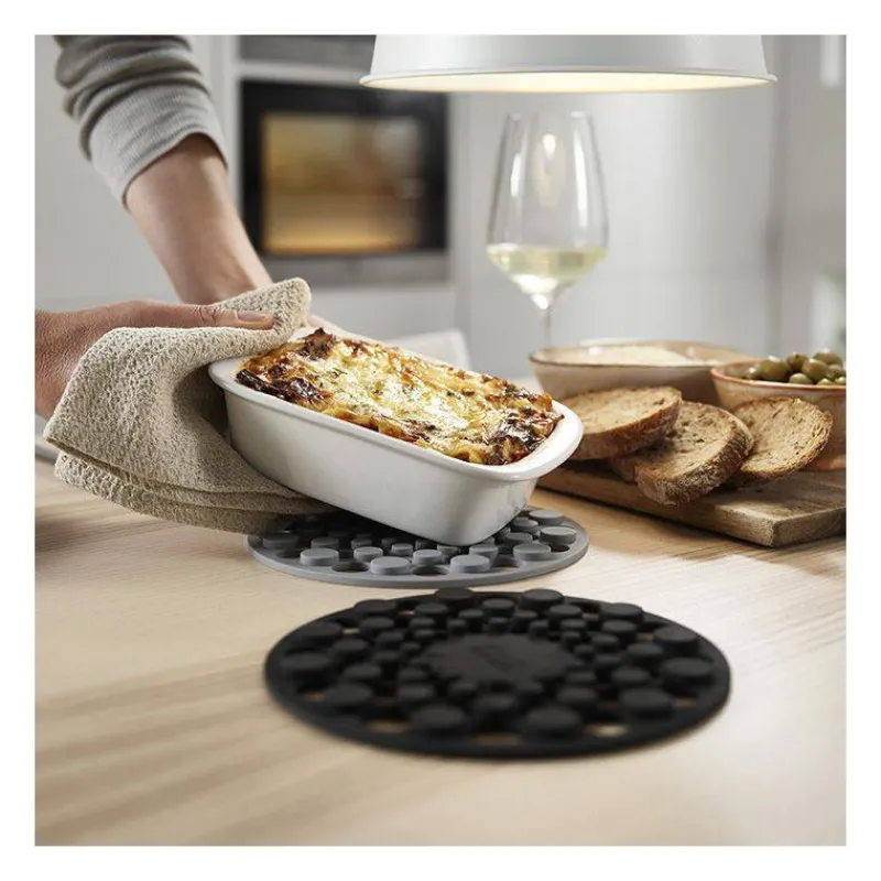 Dessous De Plats Souples Et Silicone | Dessous De Plats Extensibles Pliables-Joseph Joseph Spot On Set de 2 Dessous de Plat silicone emboitables NOIR