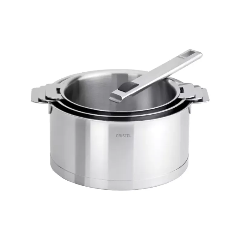 Casseroles En Inox | Casseroles Cristel-CRISTEL STRATE Série 3 Casseroles Amovible Inox Corps L + poignée STRATE   D16 à 20