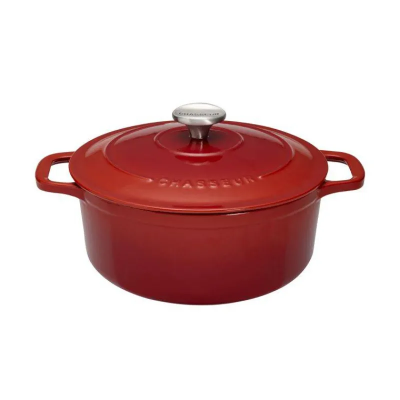 Cocottes En Fonte Traditionnelle-CHASSEUR SUBLIME Cocotte Ronde Fonte émaillée ROUGE Diamètre 32 cm