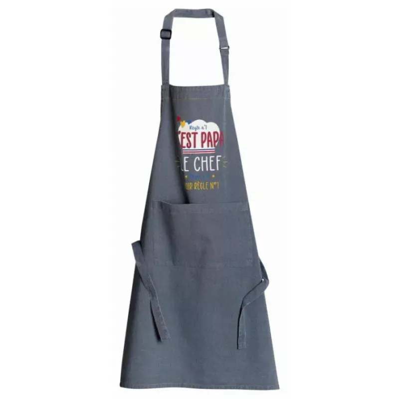 Tabliers-WINKLER Tablier de cuisine Coton C´est Papa le chef Jeans Gris