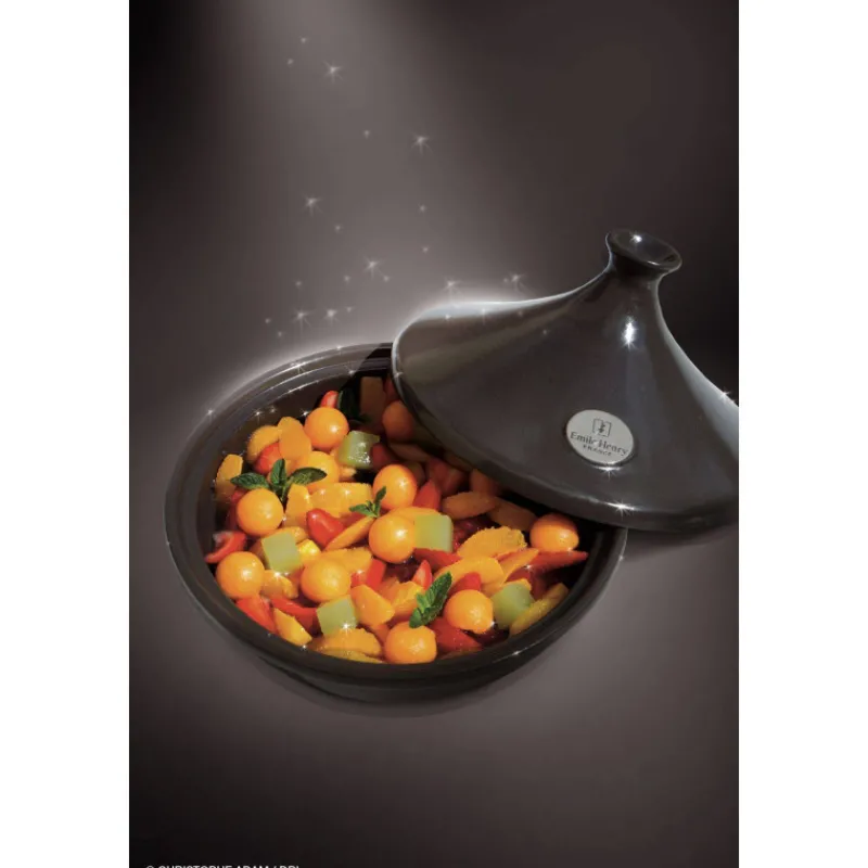 Tajine-Emile HENRY Tajine en céramique D27 cm Flame Noir Fusain