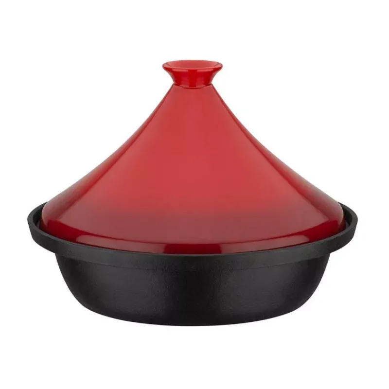 Tajine Induction | Tajine-GSW Tajine en Fonte Couvercle Céramique Induction Bicolore Rouge Gris Anthracite D30