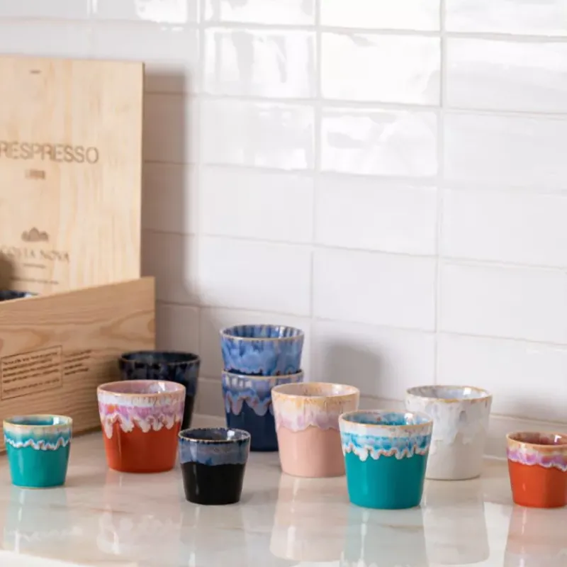 Tasses | Mugs-COSTA NOVA 8 tasses à café allongé 19 cl en grès dans une boite cadeau multicouleurs