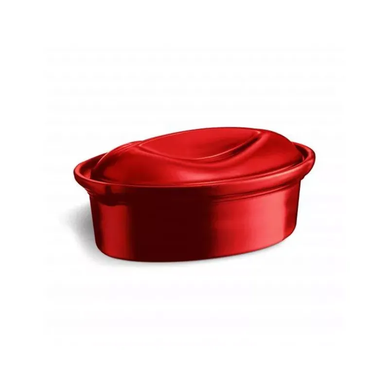 Terrines-Emile HENRY Terrine Ovale avec couvercle Type Pâtissière Rouge Grand Cru 1.6 L
