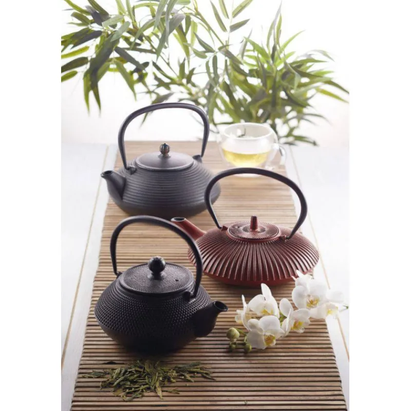 Théières, Cafetières Et Accessoires | Théières En Fonte-Kitchen Craft Théière en fonte émaillée 0.6 L Rayée La Cafetière Rouge