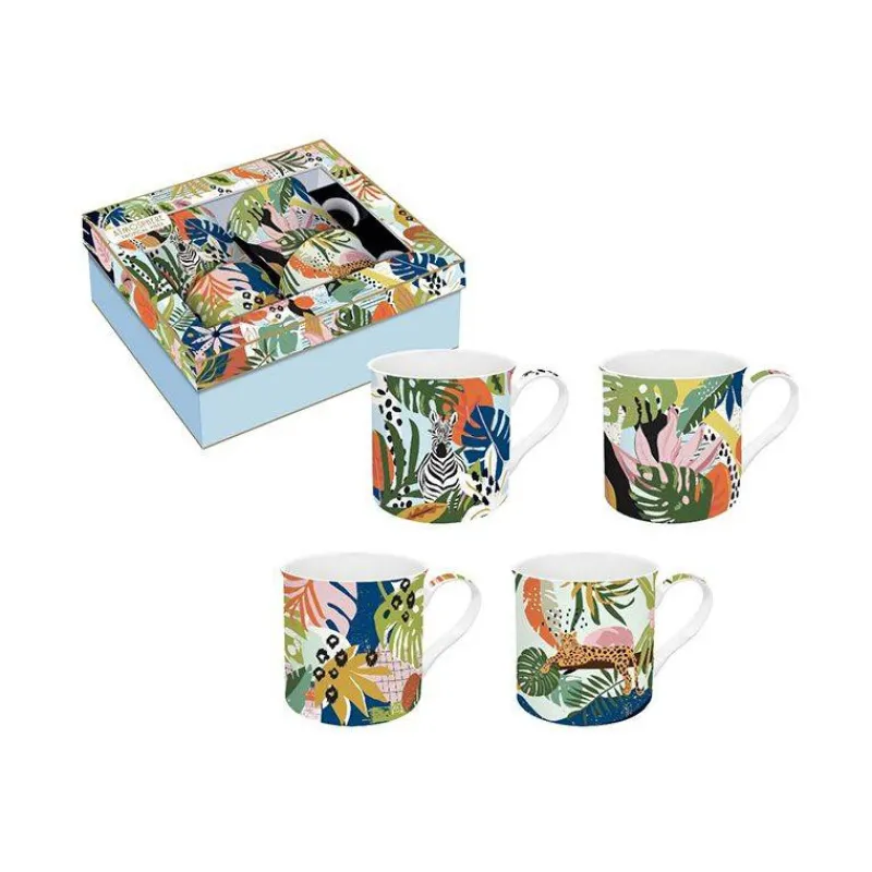 Mugs-Easy Life TROPICAL VIBES Mug Porcelaine - Coffret de 4