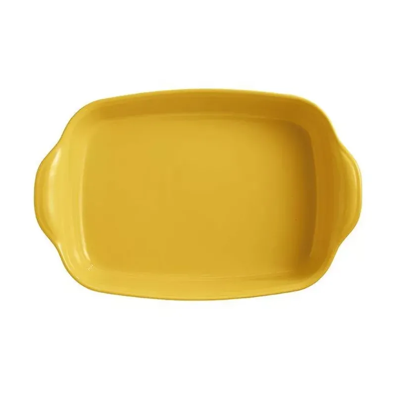 Plats À Rôtir Et Gratins-Emile HENRY ULTIME Plat à Four en Céramique Rectangle Jaune Provence 42 x 27 cm