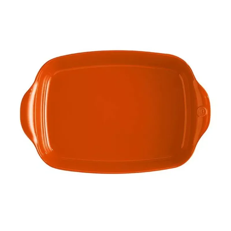 Plats À Rôtir Et Gratins-Emile HENRY ULTIME Plat à Four en Céramique Rectangle Orange Toscane 42 x 27 cm