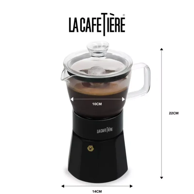 Cafetières Italiennes-Kitchen Craft VERONA Cafetière Italienne en Aluminium La Cafetière 6 Tasses Noir