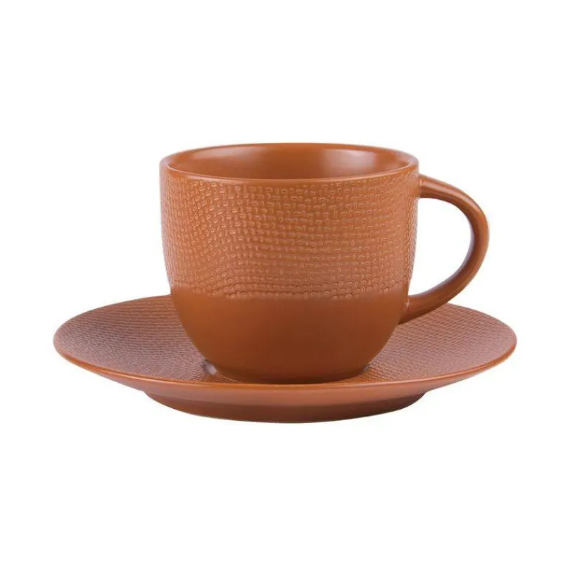 Tasses-TABLE PASSION VESUVIO Tasse café thé avec sous-tasse 22 cl en grès Terra SC