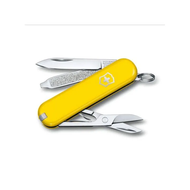 Couteaux De Poche | Couteaux Fermants-Victorinox Couteau Suisse fermant de poche multifonctions Porte Clé Classic SD Jaune Sunny Side
