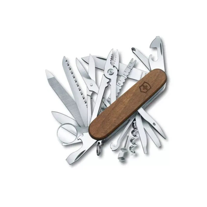 Couteaux De Poche | Couteaux Fermants-Victorinox Couteau Suisse fermant de poche multifonctions Swiss Champ Bois de Noyer
