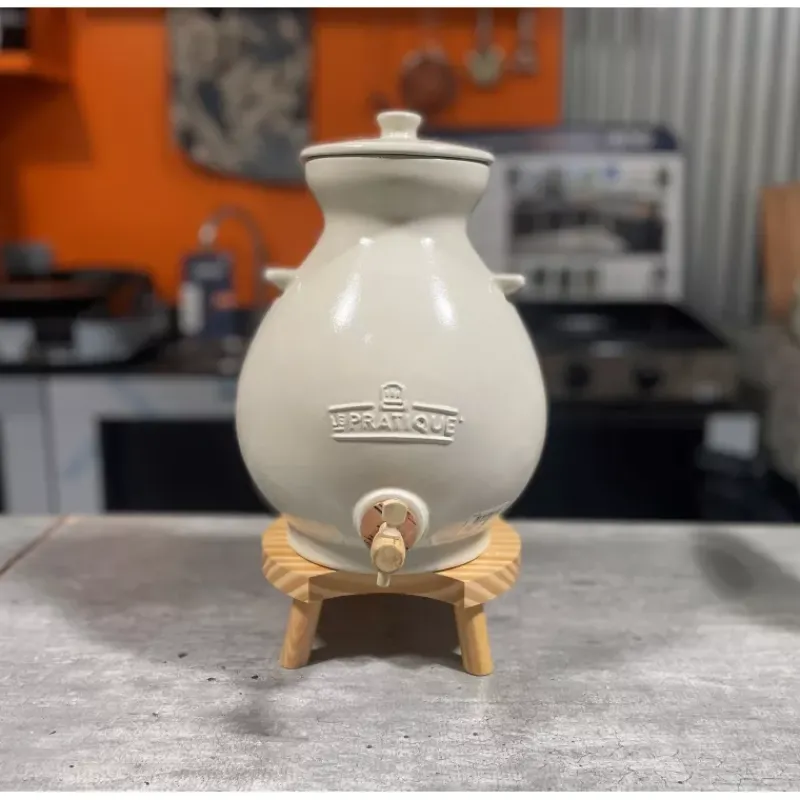 Vinaigriers Et Huiliers-LE PRATIQUE Vinaigrier complet en grès avec Robinet Bonde et Couvercle 4.5 L Campagnard