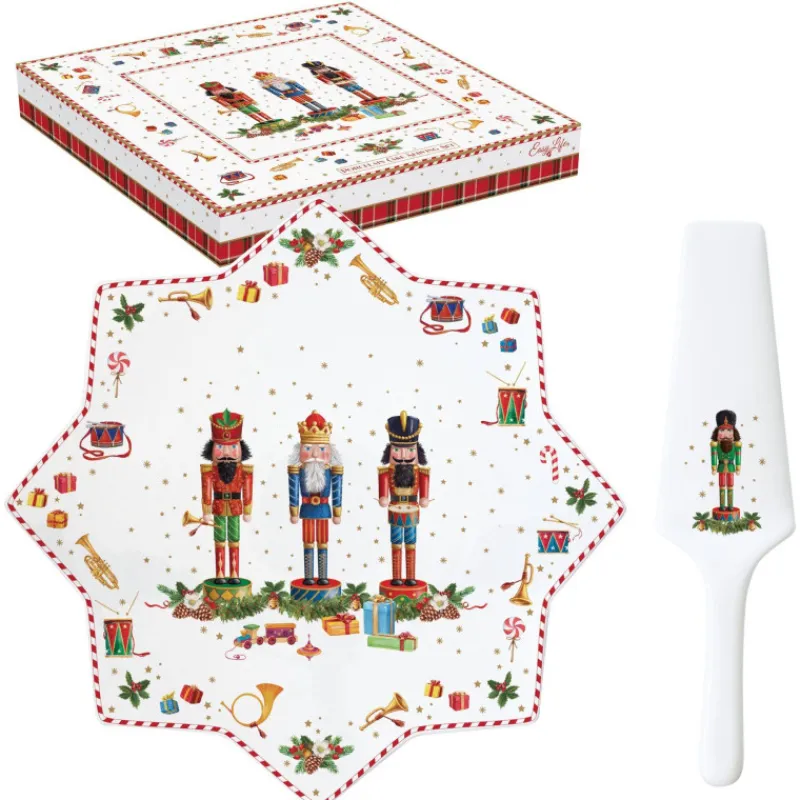 Ustensiles Et Accessoires De Cuisson Pour Pizza-Easy Life Vintage Nutcrackers Plat de service Tarte Pizza Avec Pelle à Tarte Noël Porcelaine Décor Casse Noisette 32 cm