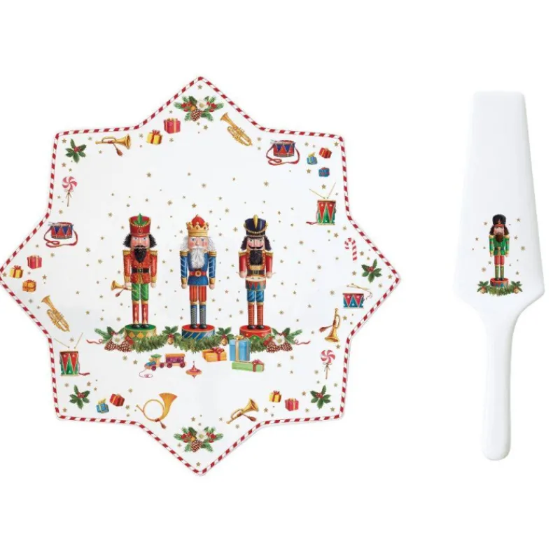Ustensiles Et Accessoires De Cuisson Pour Pizza-Easy Life Vintage Nutcrackers Plat de service Tarte Pizza Avec Pelle à Tarte Noël Porcelaine Décor Casse Noisette 32 cm