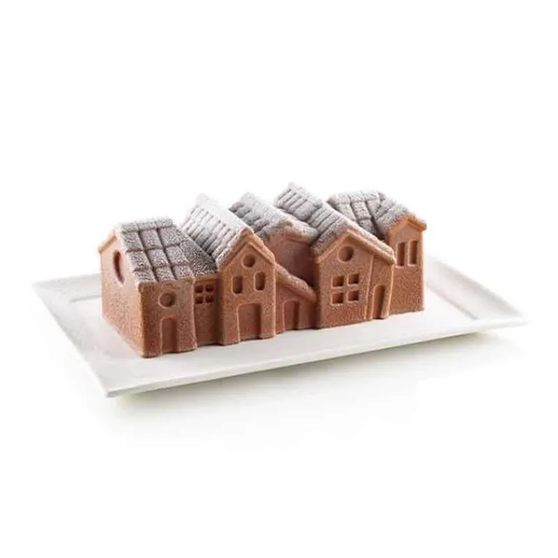 Moules Silikomart | Moules À Gâteaux Silicone-SilikoMart WINTER VILLAGE Moule bûche en silicone 3Design