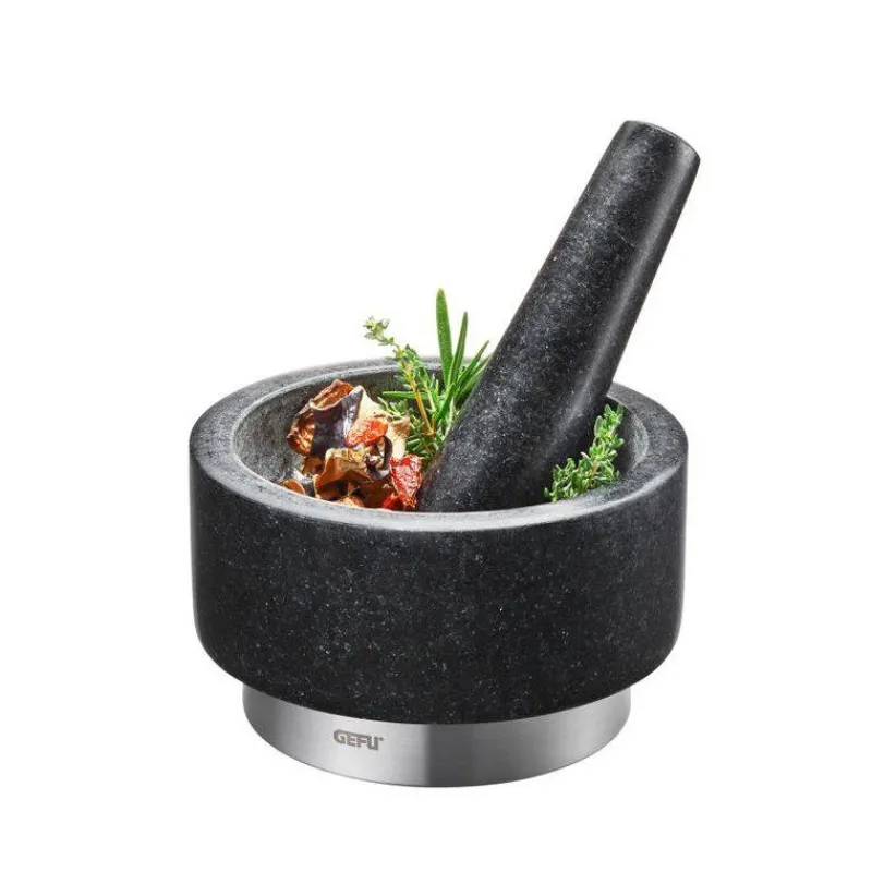 Mortiers-GEFU X-PLOSION - Mortier et Pilon Rond en Granit D14 Noir