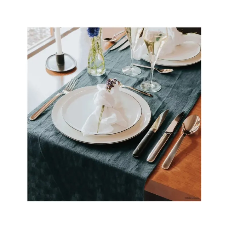 Assiettes À Desserts-Mu00e9dard de NOBLAT YAKA Porcelaine Blanche Assiette Dessert D21.5 Médard de NOBLAT Liseret NOIR